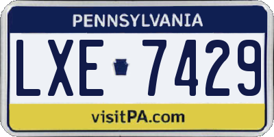 PA license plate LXE7429