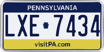 PA license plate LXE7434