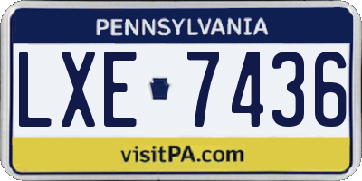 PA license plate LXE7436