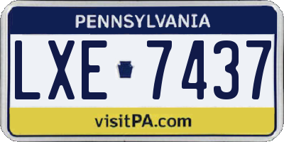 PA license plate LXE7437