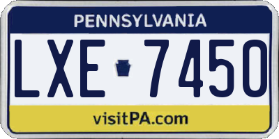PA license plate LXE7450