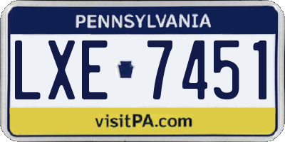 PA license plate LXE7451