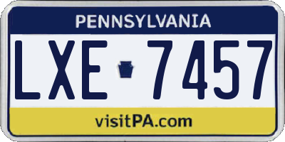 PA license plate LXE7457