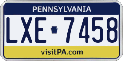 PA license plate LXE7458