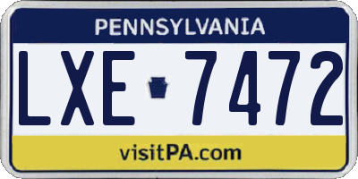 PA license plate LXE7472