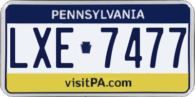 PA license plate LXE7477