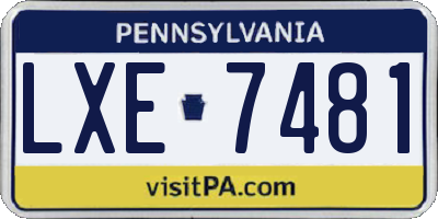 PA license plate LXE7481
