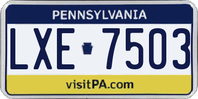 PA license plate LXE7503