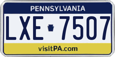 PA license plate LXE7507