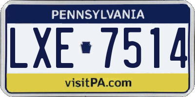 PA license plate LXE7514
