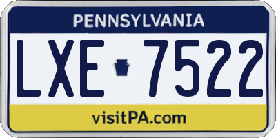 PA license plate LXE7522