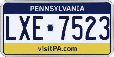 PA license plate LXE7523