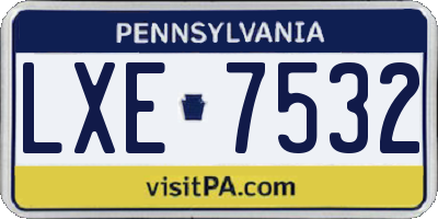 PA license plate LXE7532