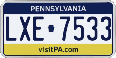 PA license plate LXE7533