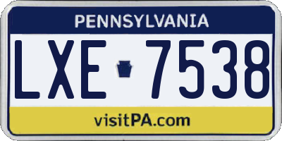 PA license plate LXE7538