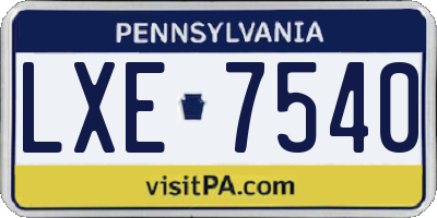 PA license plate LXE7540