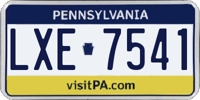 PA license plate LXE7541