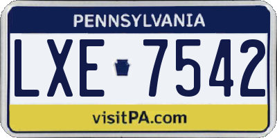 PA license plate LXE7542