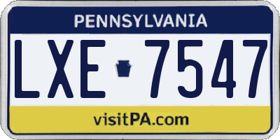 PA license plate LXE7547
