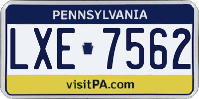 PA license plate LXE7562