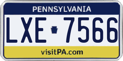 PA license plate LXE7566