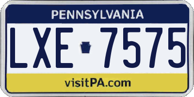 PA license plate LXE7575