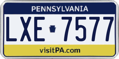 PA license plate LXE7577