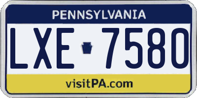 PA license plate LXE7580