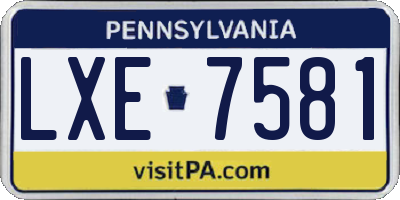 PA license plate LXE7581