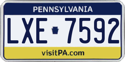 PA license plate LXE7592