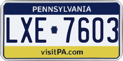 PA license plate LXE7603