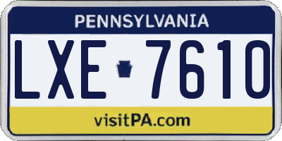 PA license plate LXE7610