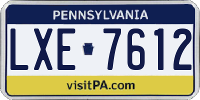 PA license plate LXE7612