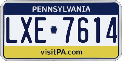 PA license plate LXE7614