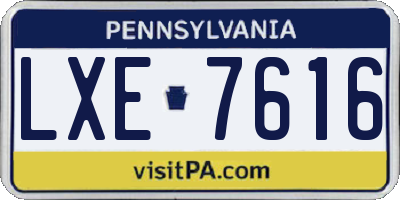 PA license plate LXE7616