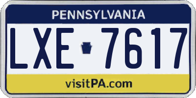 PA license plate LXE7617