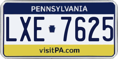 PA license plate LXE7625