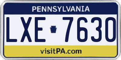 PA license plate LXE7630
