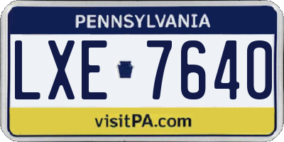 PA license plate LXE7640