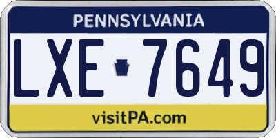 PA license plate LXE7649