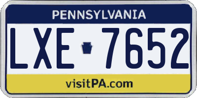 PA license plate LXE7652