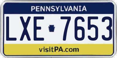 PA license plate LXE7653