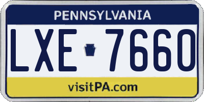 PA license plate LXE7660