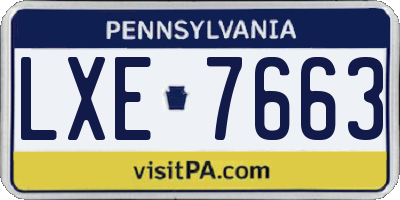 PA license plate LXE7663