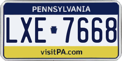 PA license plate LXE7668
