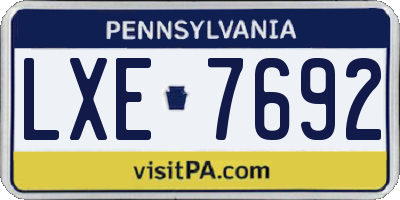 PA license plate LXE7692