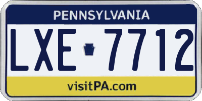 PA license plate LXE7712