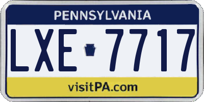 PA license plate LXE7717