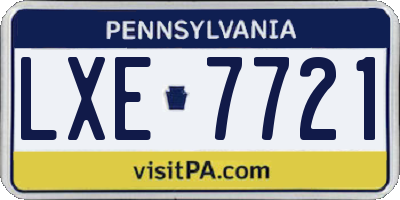 PA license plate LXE7721