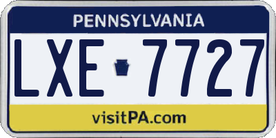 PA license plate LXE7727